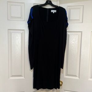 Badgley Mischka Cold Shoulders Jersey knit  Work Office Midi Black dress size 14